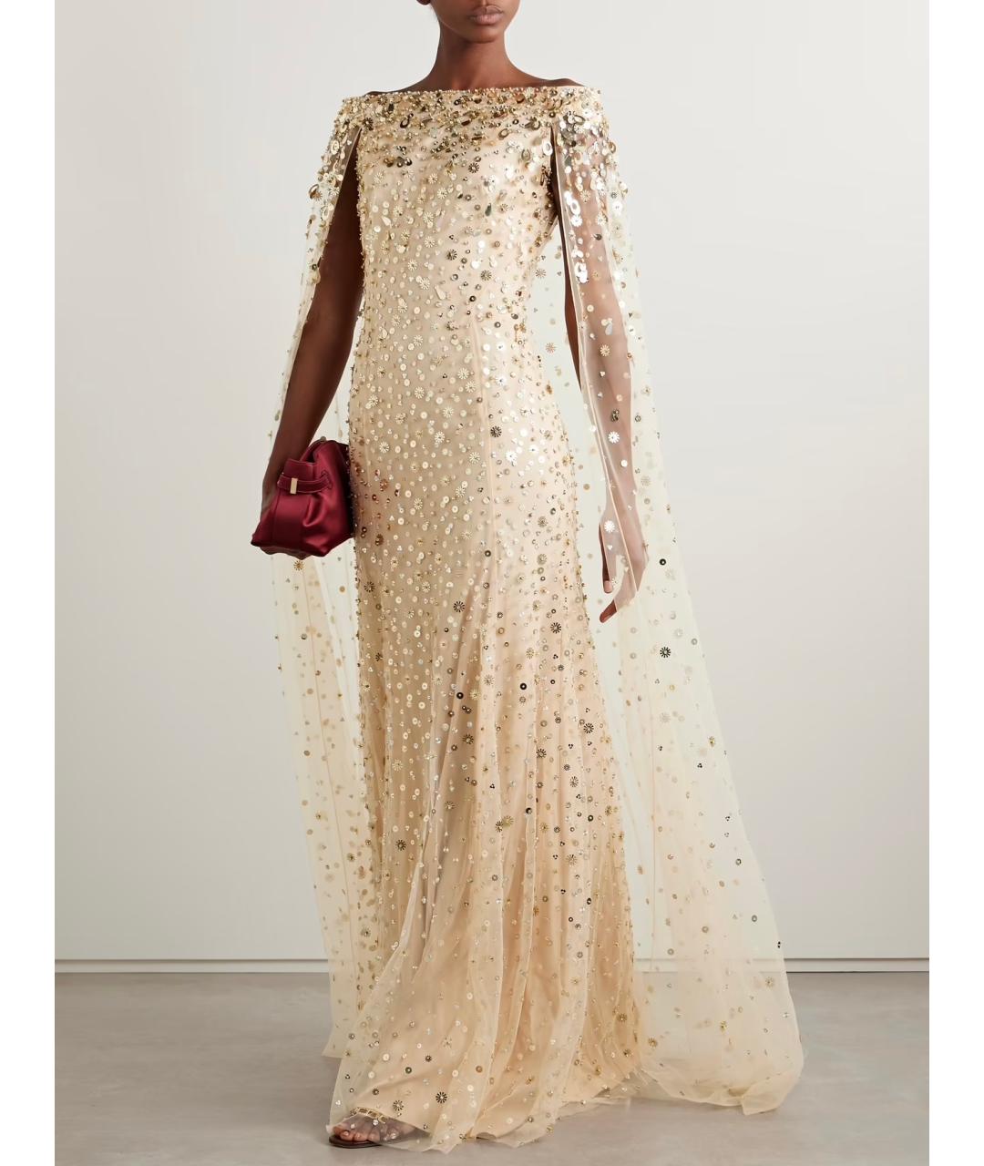 JENNY PACKHAM Золотое вечернее платье, фото 2