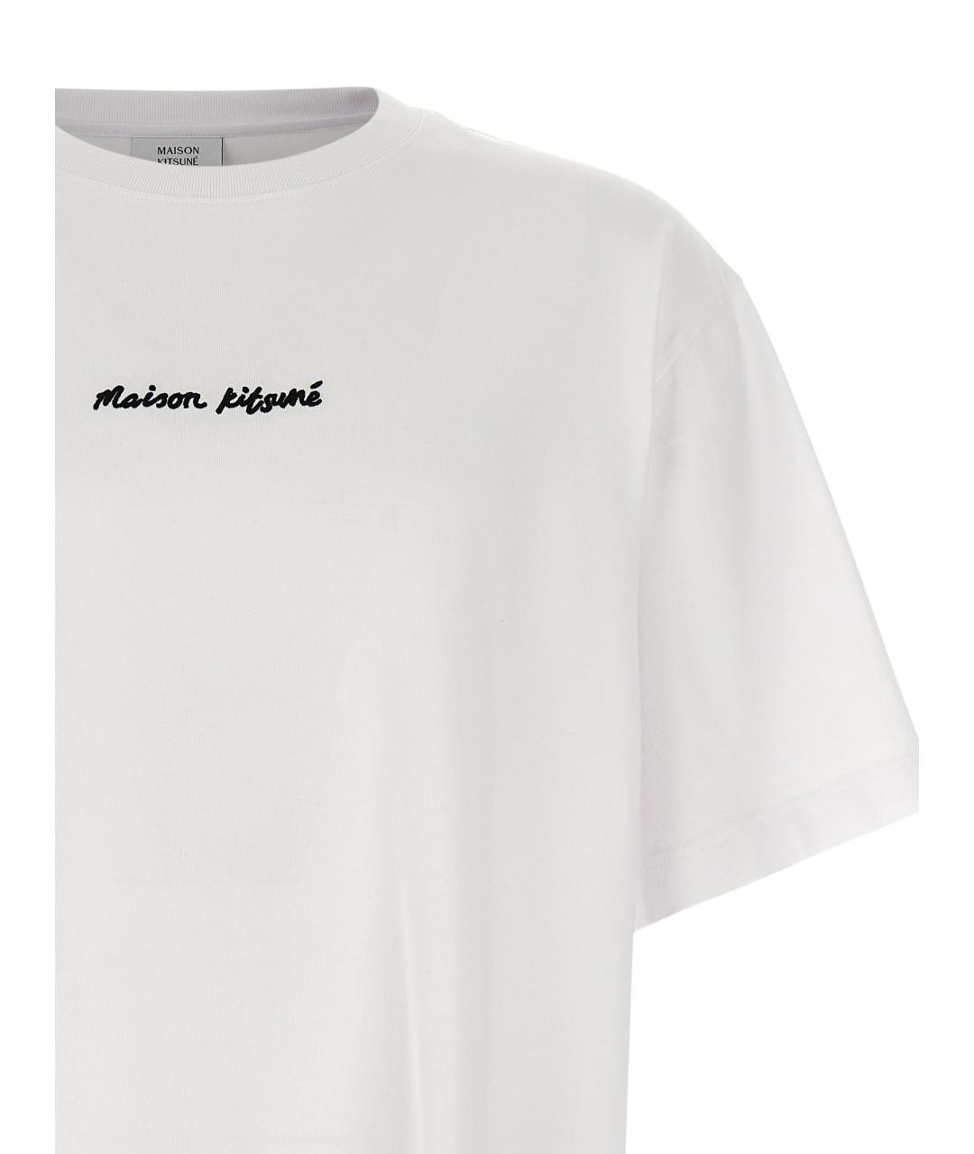 MAISON KITSUNE Белая хлопковая футболка, фото 3