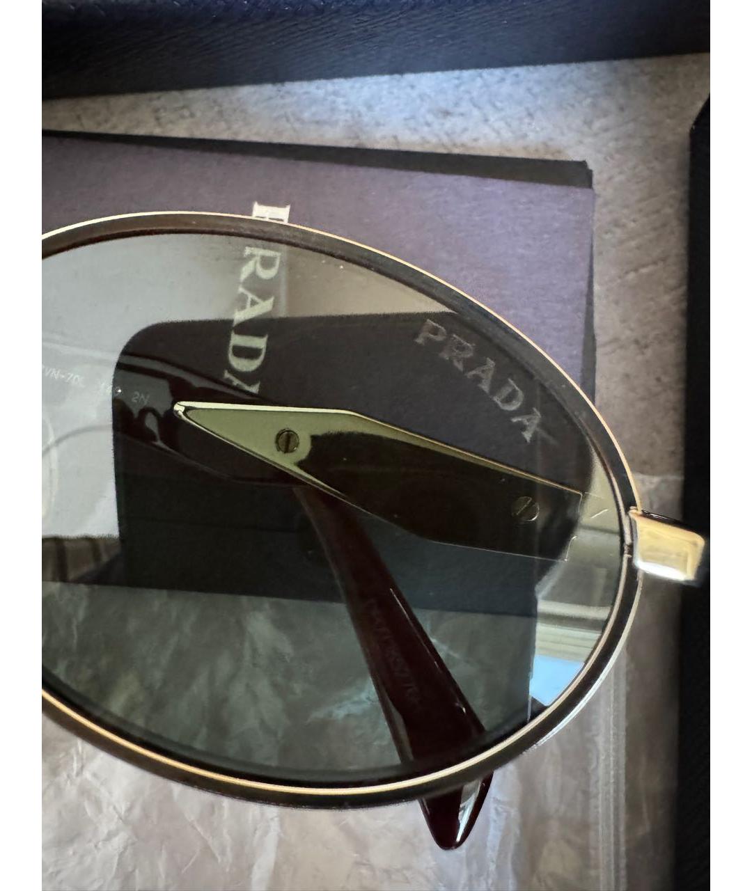PRADA Коричневые металлические солнцезащитные очки, фото 4