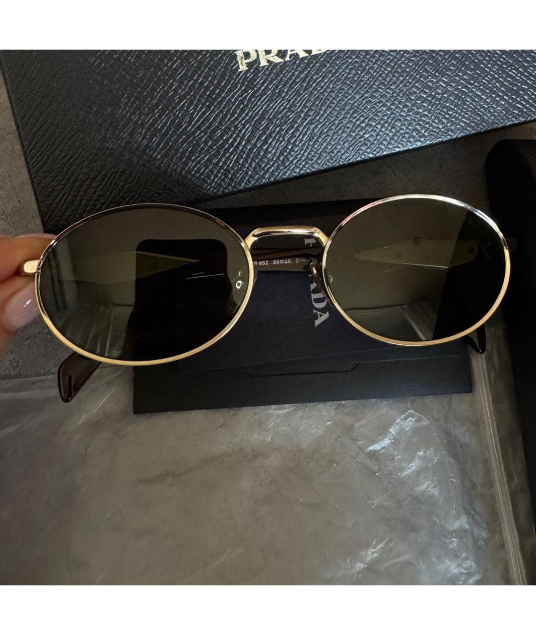 PRADA Коричневые металлические солнцезащитные очки, фото 2