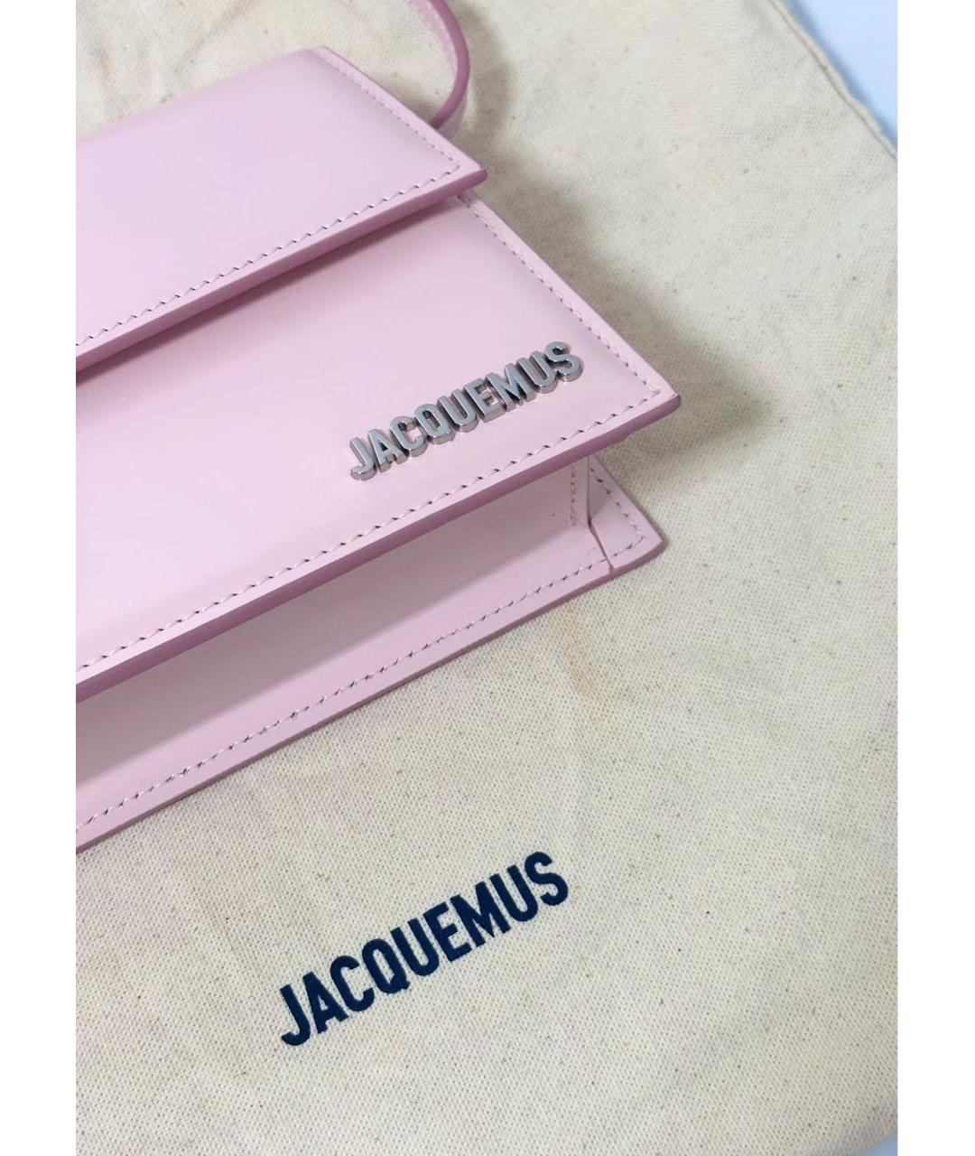 JACQUEMUS Розовая кожаная сумка через плечо, фото 7