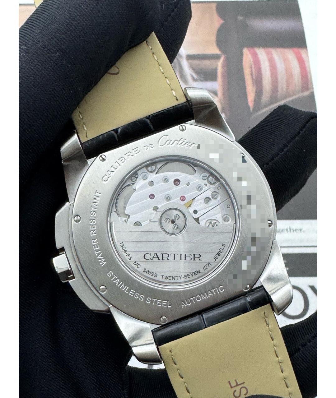 CARTIER Черные стальные часы, фото 8