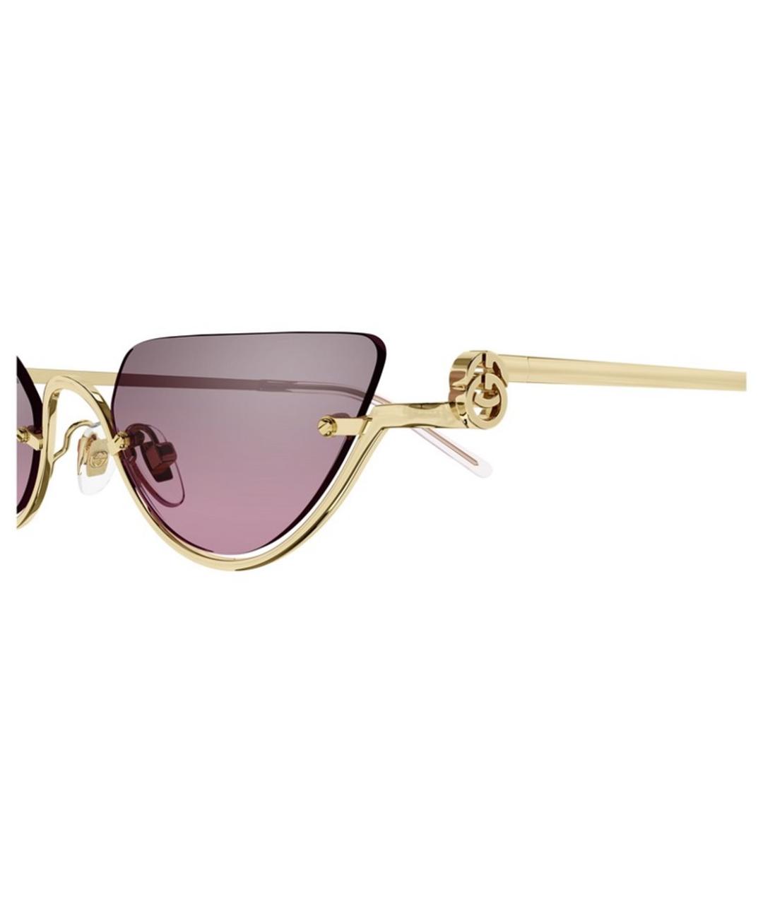GUCCI Золотые металлические солнцезащитные очки, фото 3