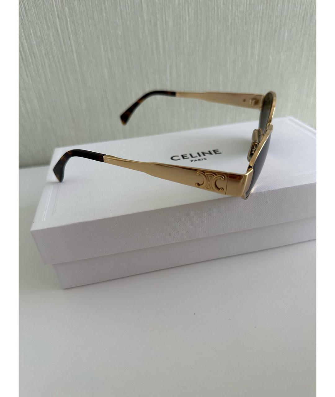 CELINE Золотые металлические солнцезащитные очки, фото 3
