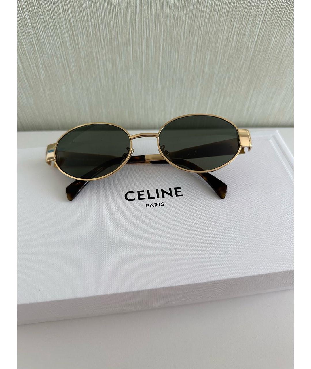 CELINE Золотые металлические солнцезащитные очки, фото 6