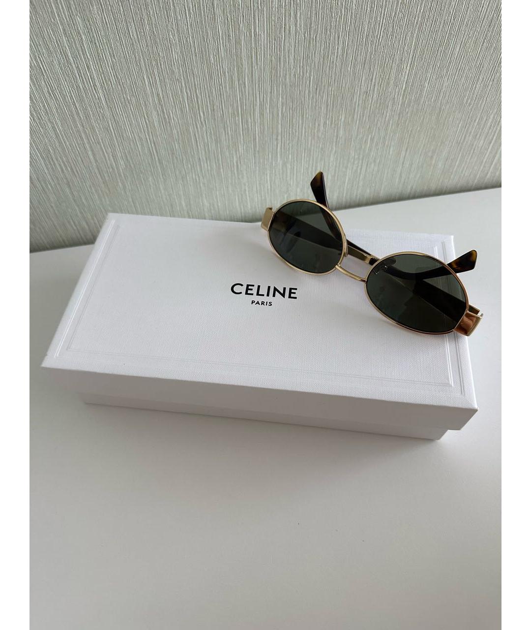 CELINE Золотые металлические солнцезащитные очки, фото 2
