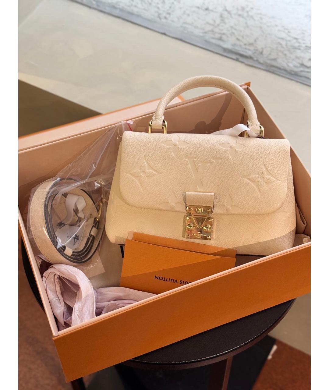 LOUIS VUITTON Белая кожаная сумка с короткими ручками, фото 10