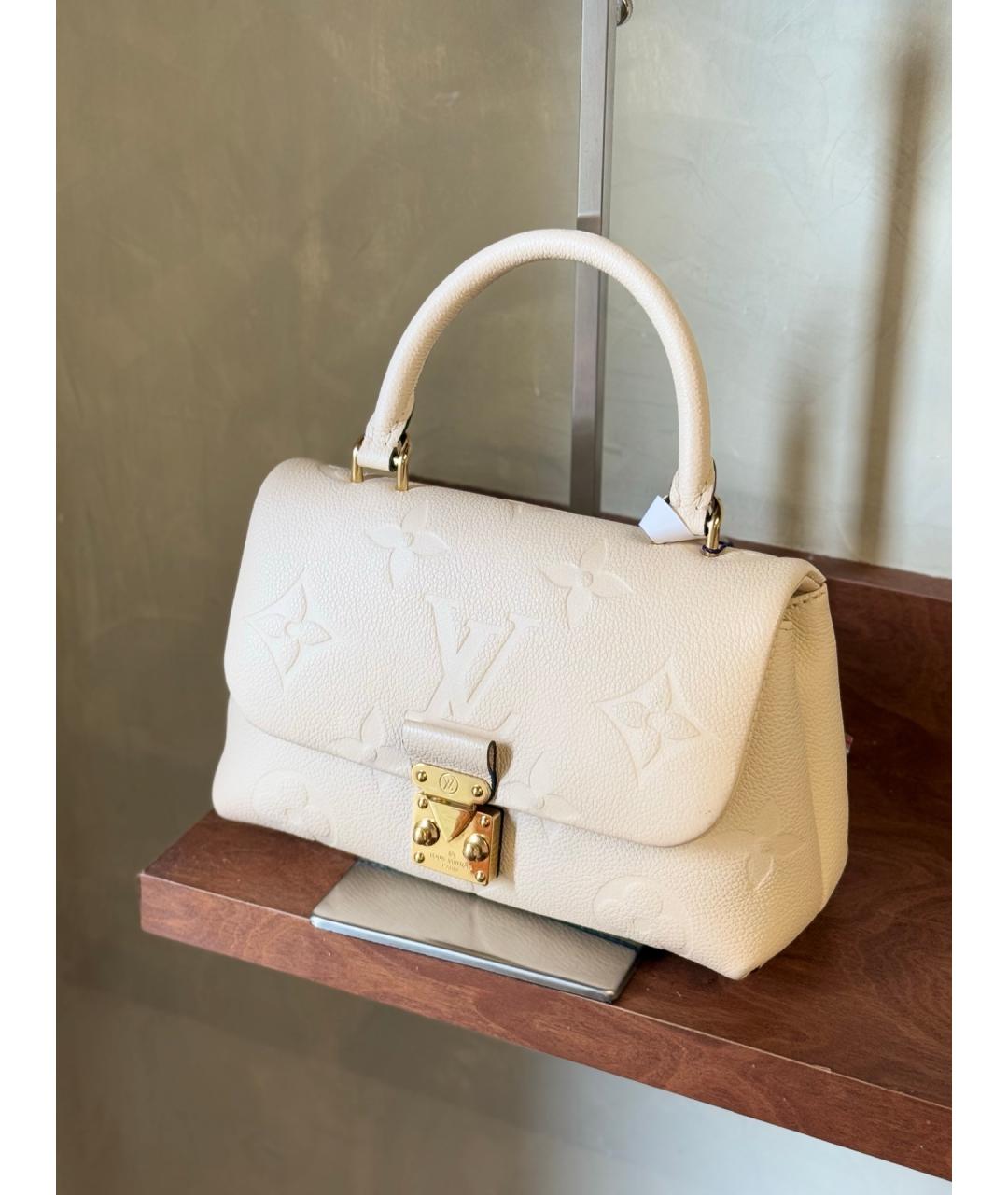 LOUIS VUITTON Белая кожаная сумка с короткими ручками, фото 4