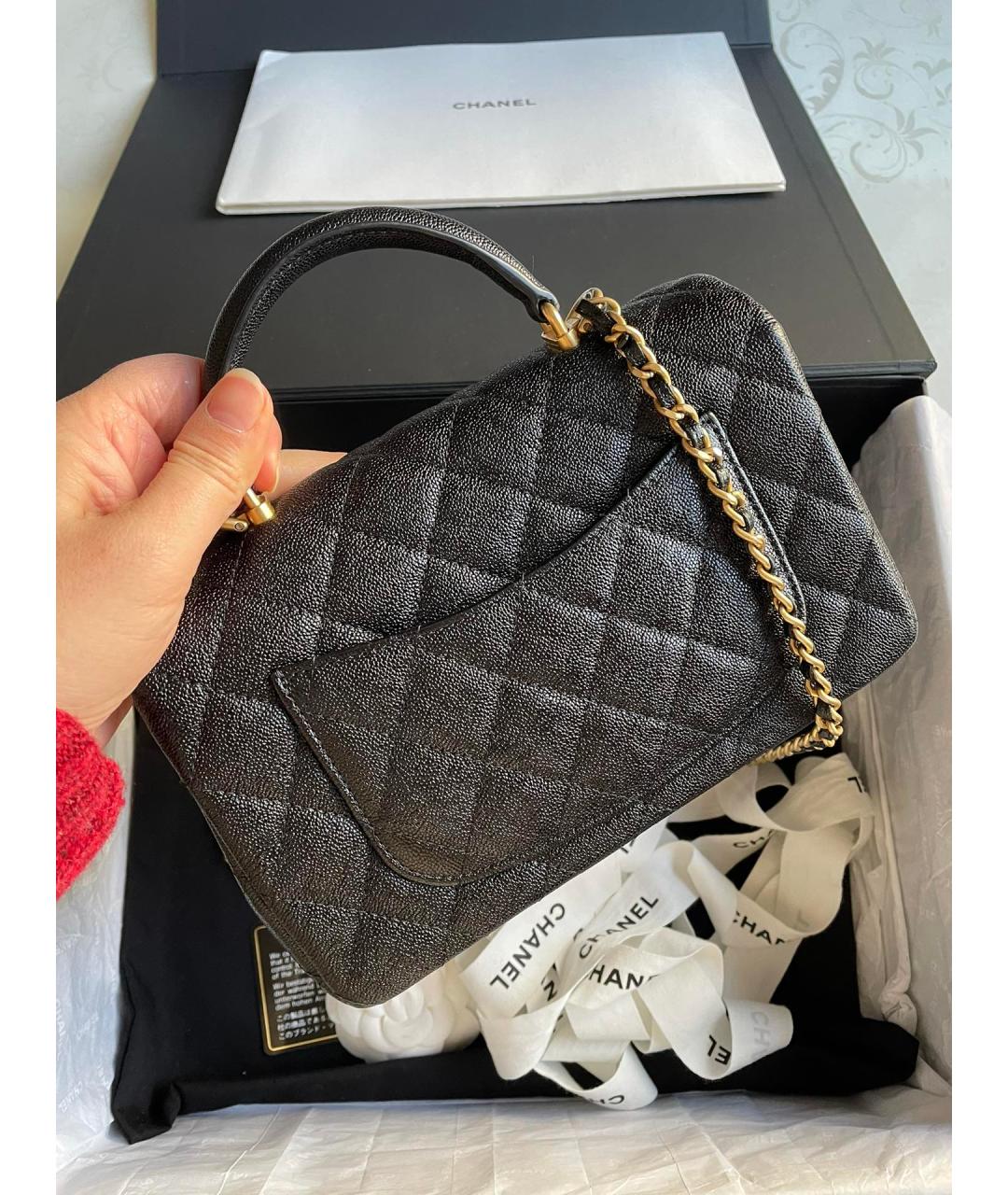 CHANEL Черная кожаная сумка тоут, фото 3