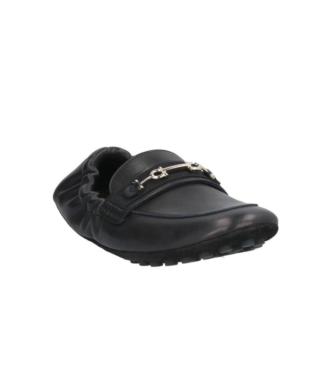 FERRAGAMO Черные кожаные мокасины, фото 2