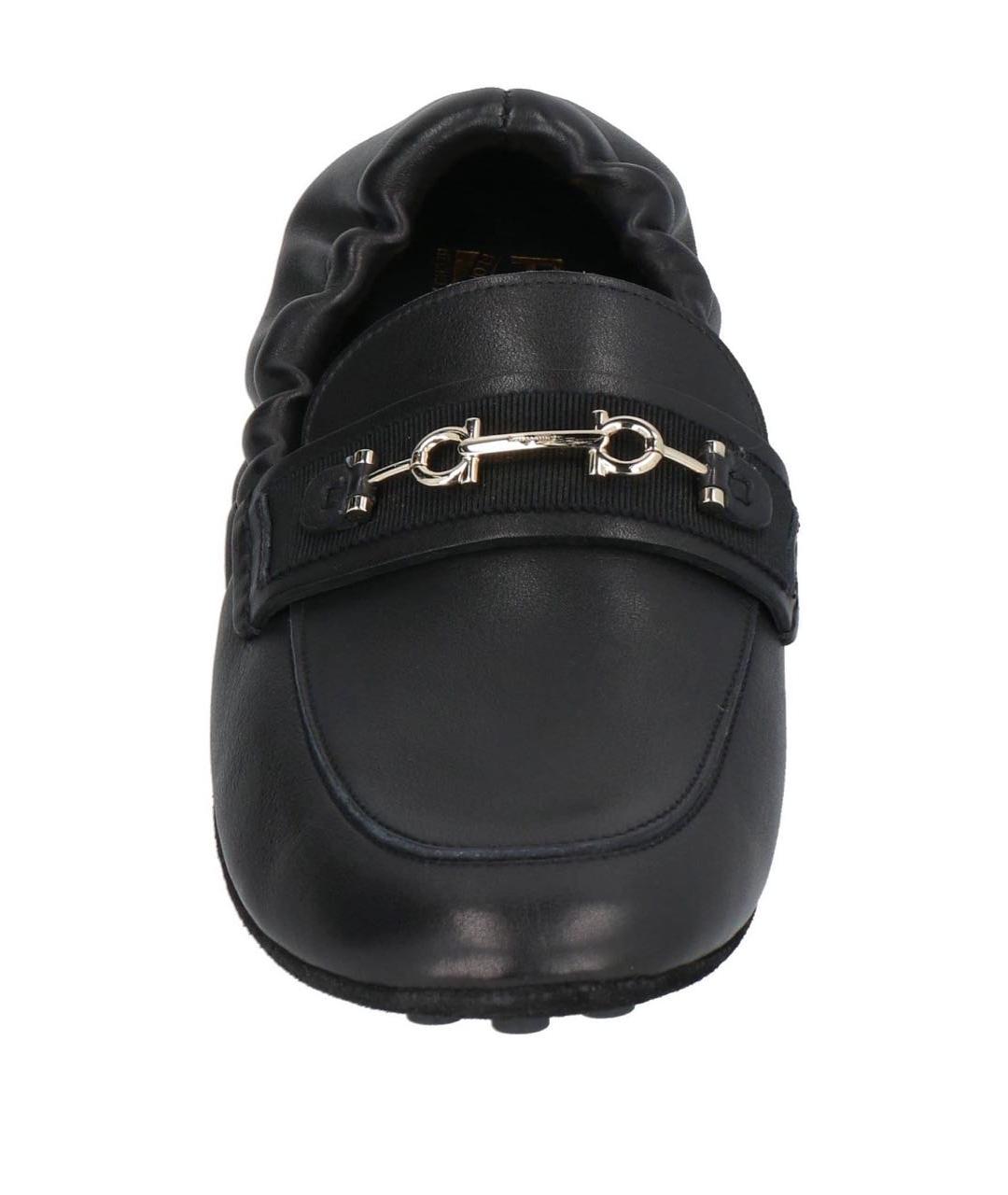 FERRAGAMO Черные кожаные мокасины, фото 4