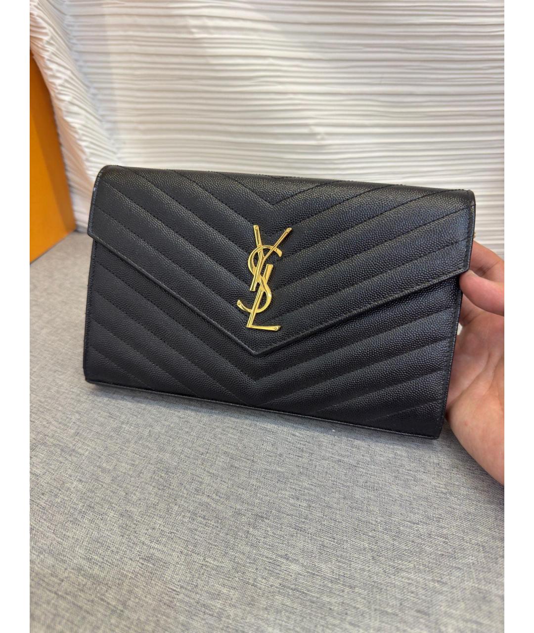 SAINT LAURENT Черная кожаная сумка через плечо, фото 2
