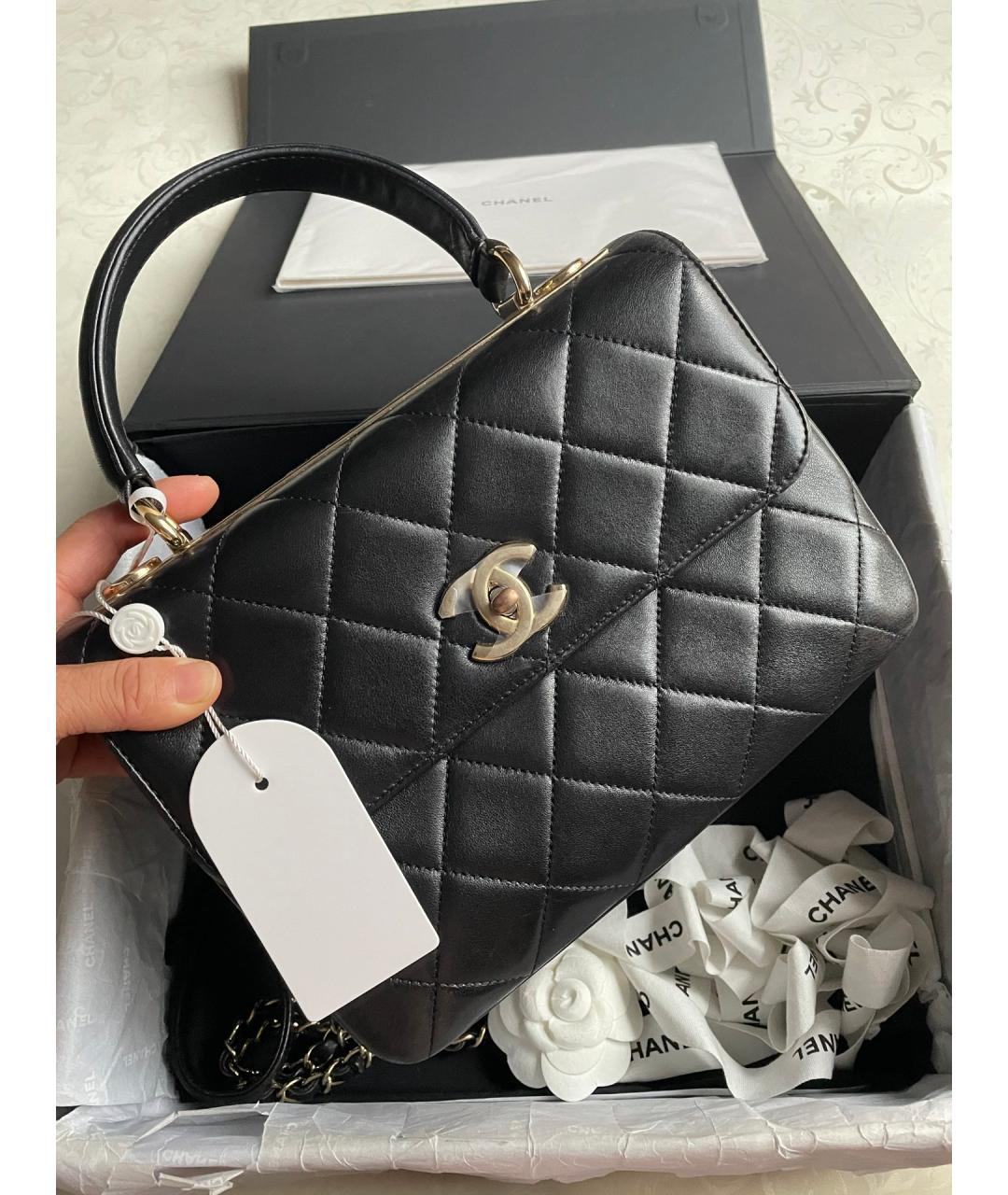 CHANEL Черная кожаная сумка тоут, фото 2