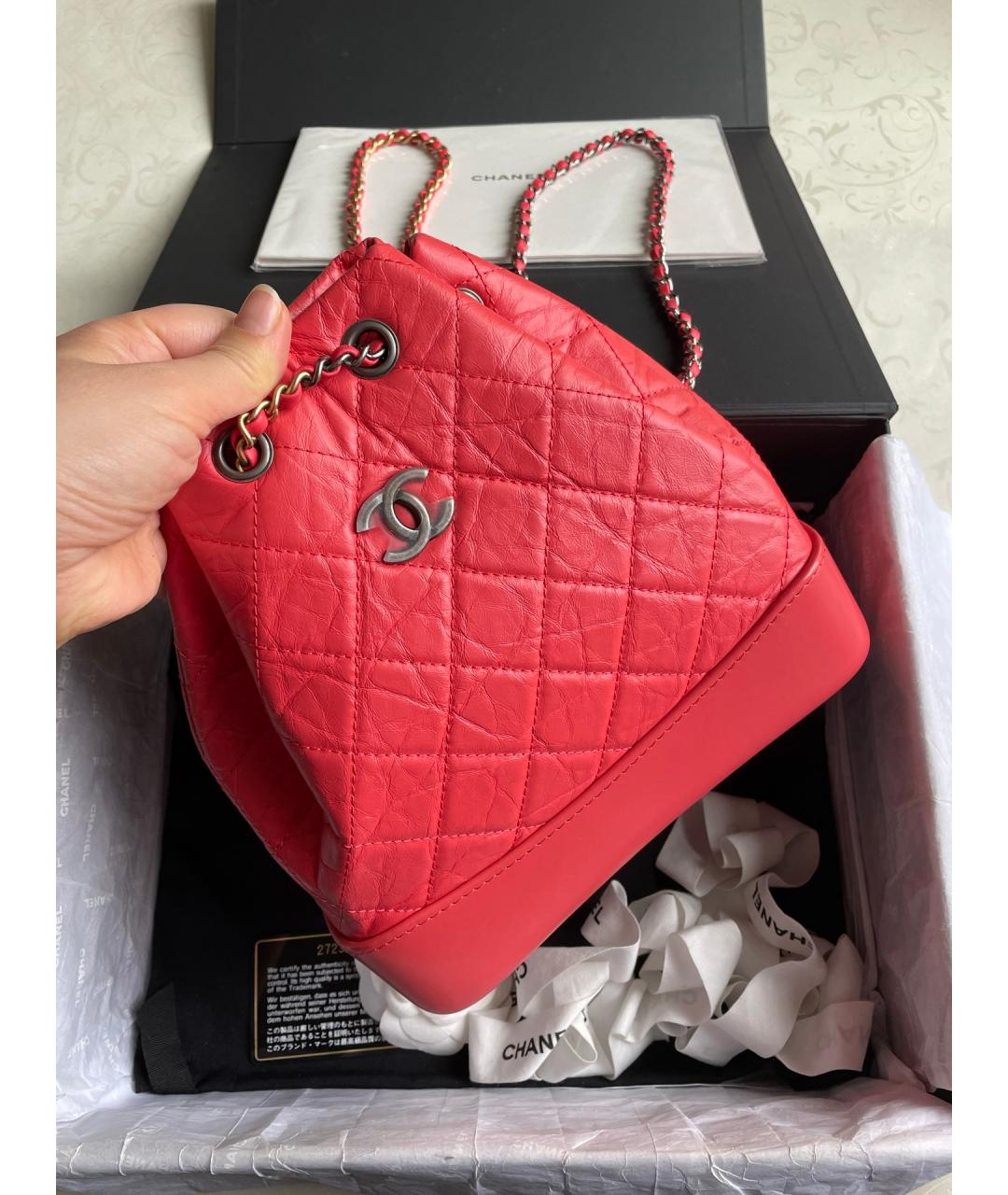 CHANEL Розовый кожаный рюкзак, фото 2