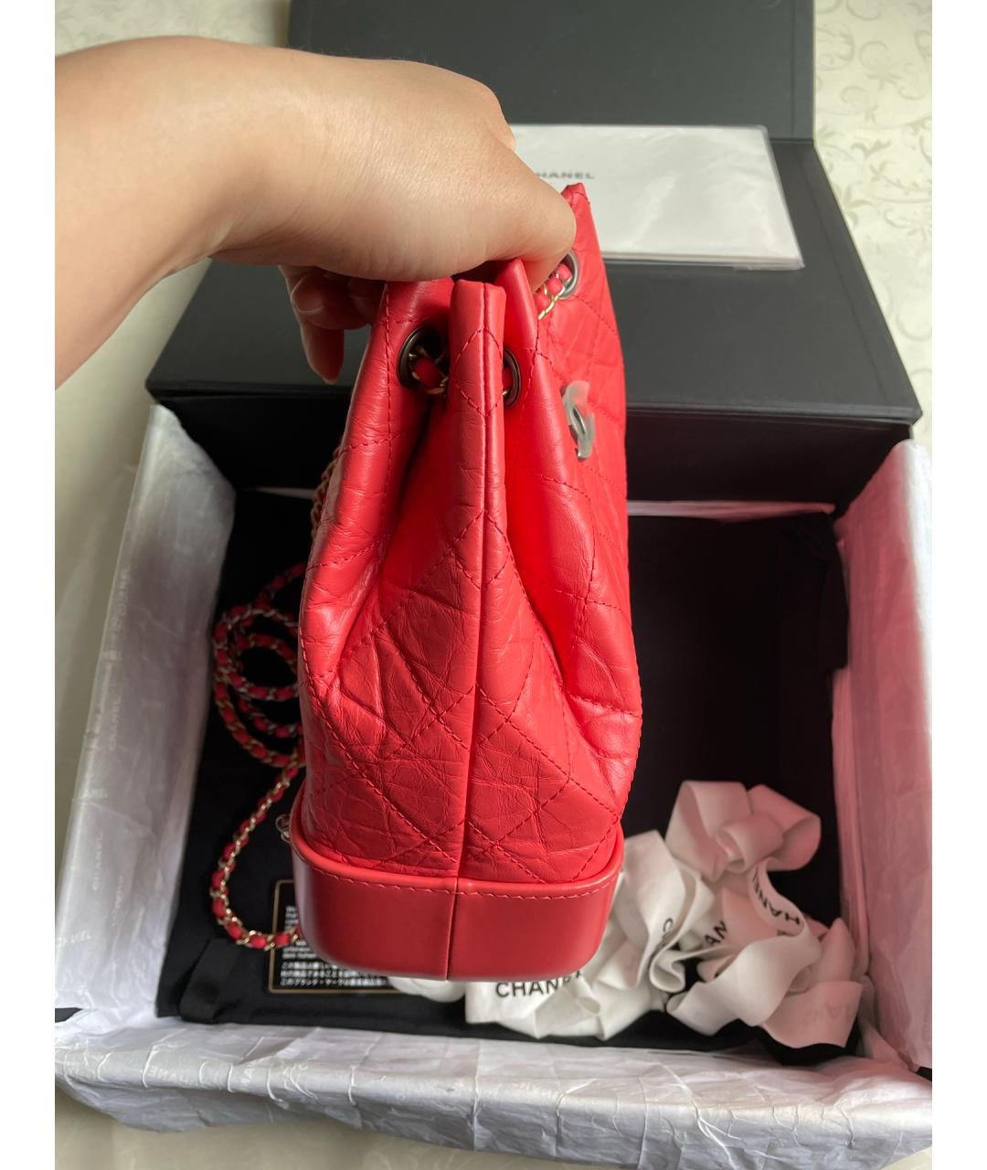 CHANEL Розовый кожаный рюкзак, фото 5