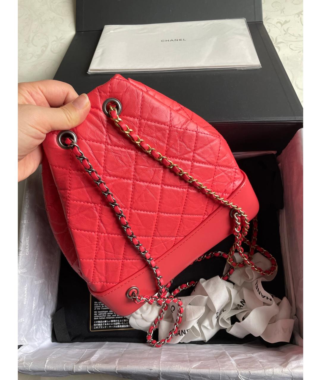 CHANEL Розовый кожаный рюкзак, фото 3