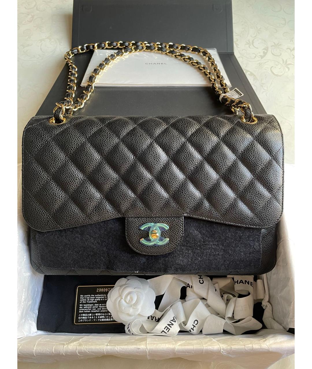 CHANEL Черная кожаная сумка тоут, фото 7