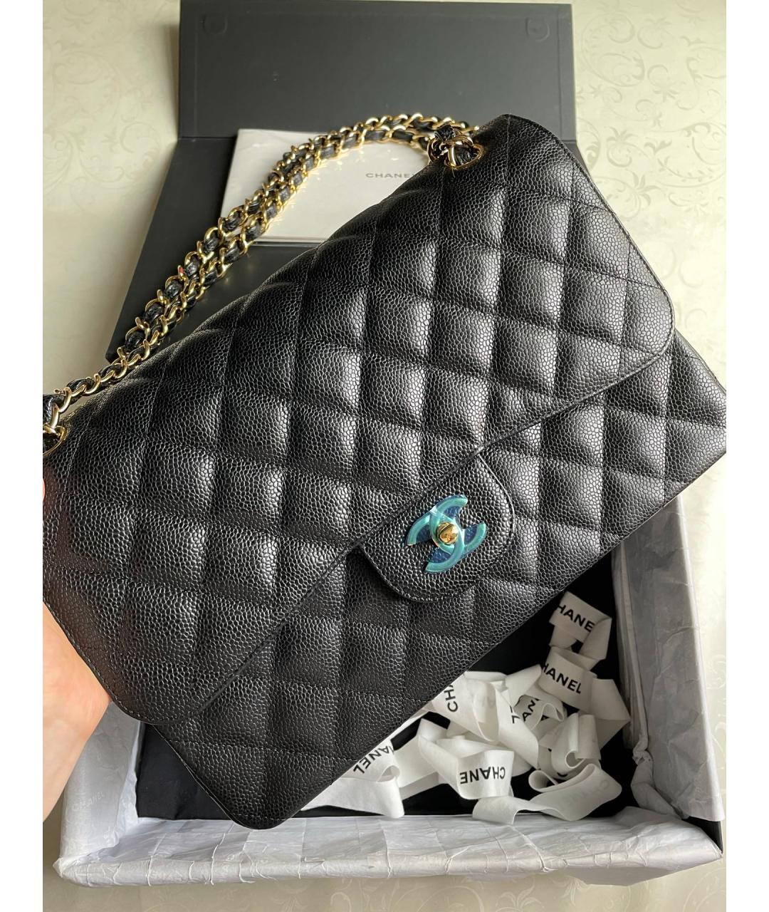 CHANEL Черная кожаная сумка тоут, фото 2