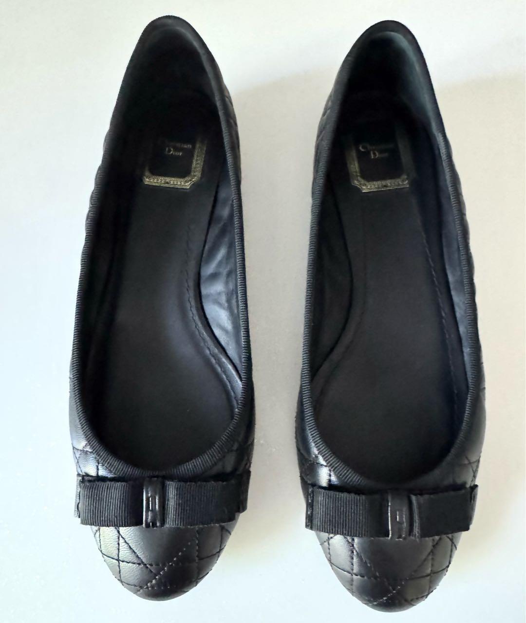 CHRISTIAN DIOR Черные кожаные балетки, фото 2