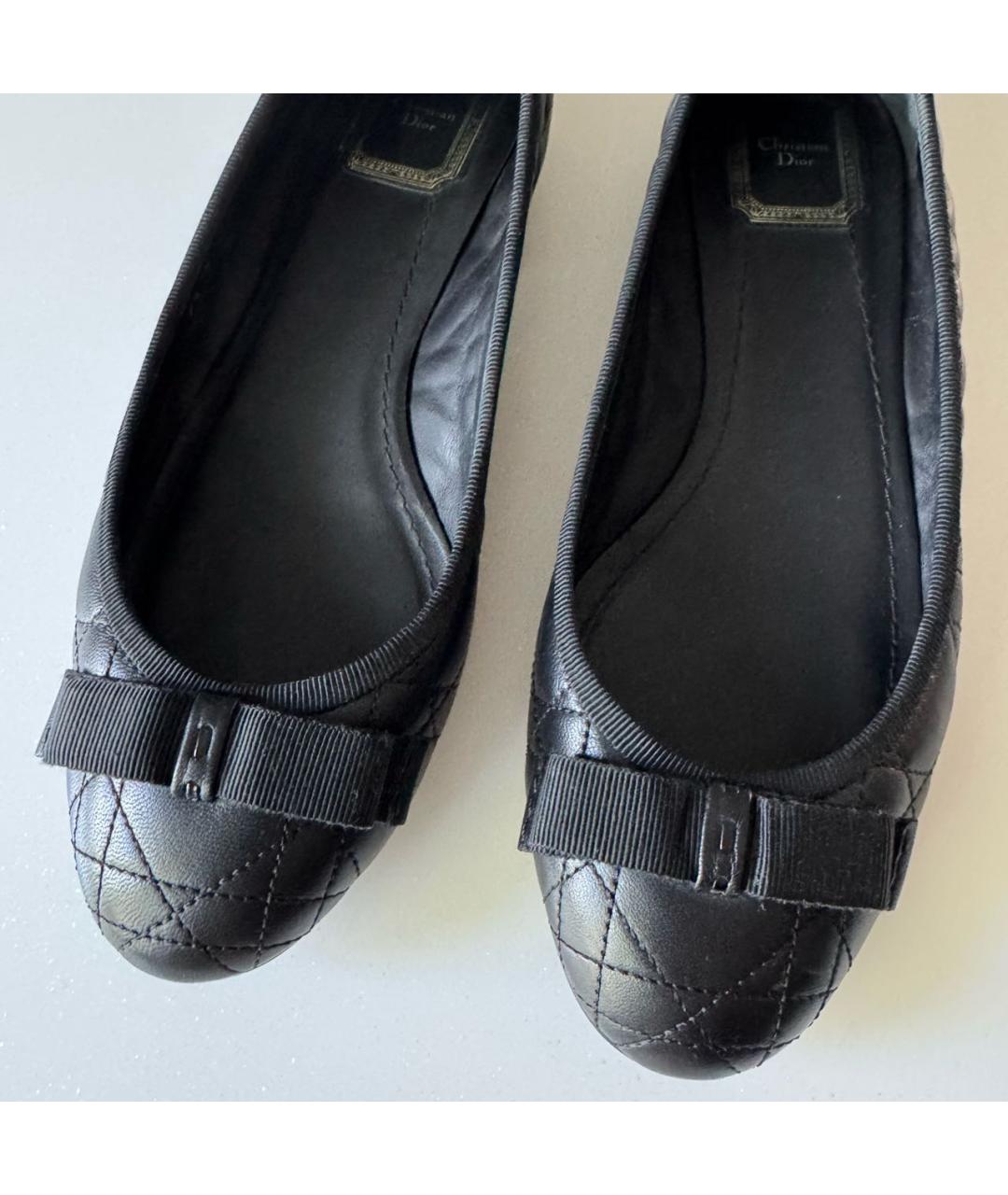 CHRISTIAN DIOR Черные кожаные балетки, фото 8