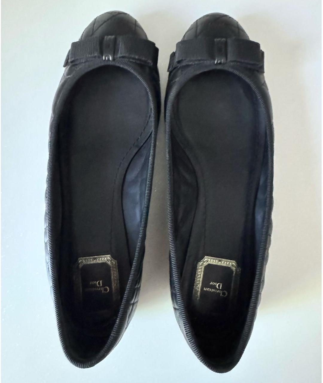 CHRISTIAN DIOR Черные кожаные балетки, фото 3