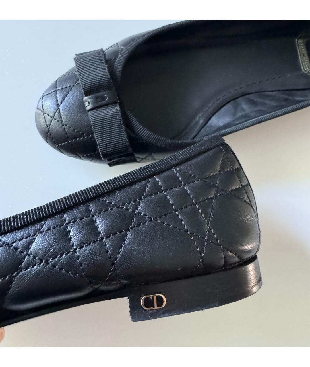 CHRISTIAN DIOR Черные кожаные балетки, фото 7