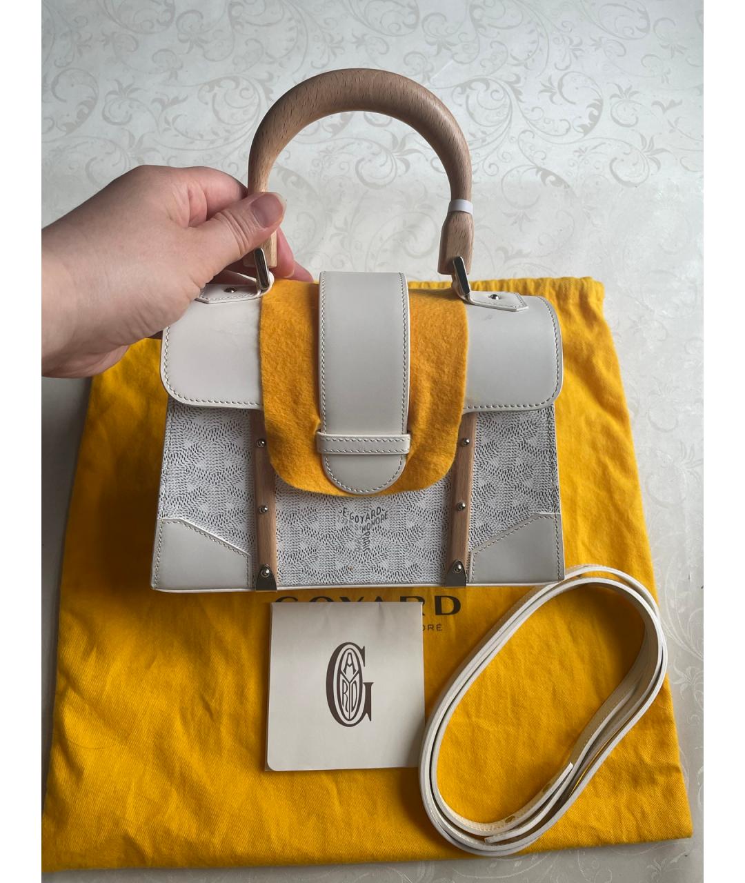 GOYARD Белая сумка с короткими ручками из искусственной кожи, фото 7