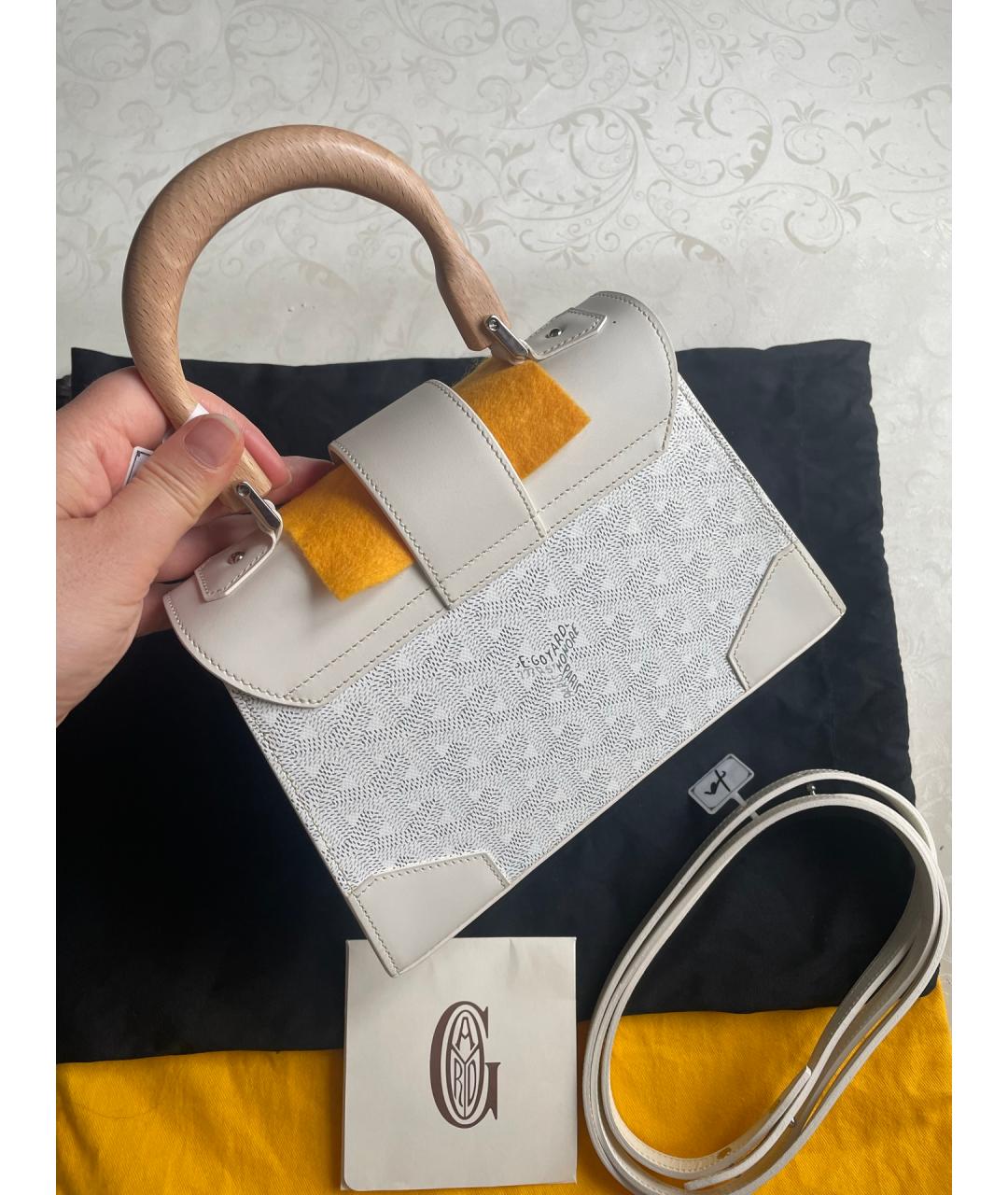 GOYARD Белая сумка с короткими ручками из искусственной кожи, фото 3