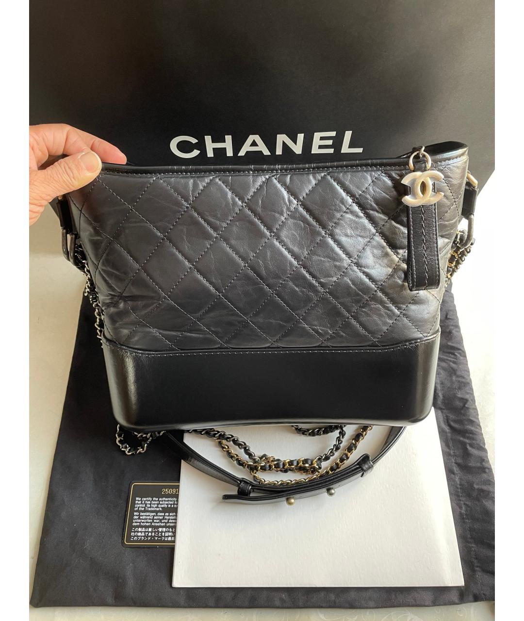 CHANEL Черная кожаная сумка тоут, фото 7