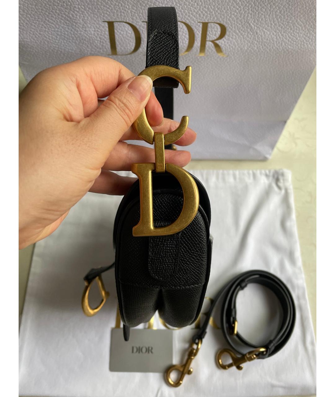 DIOR HOMME Черная кожаная сумка тоут, фото 4