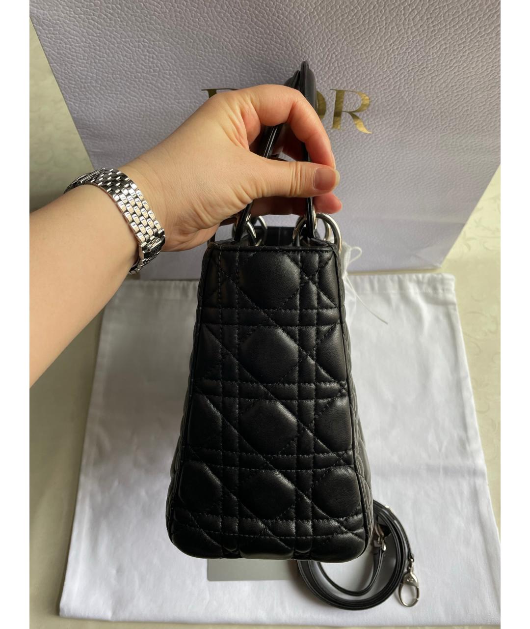 DIOR HOMME Черная кожаная сумка с короткими ручками, фото 5