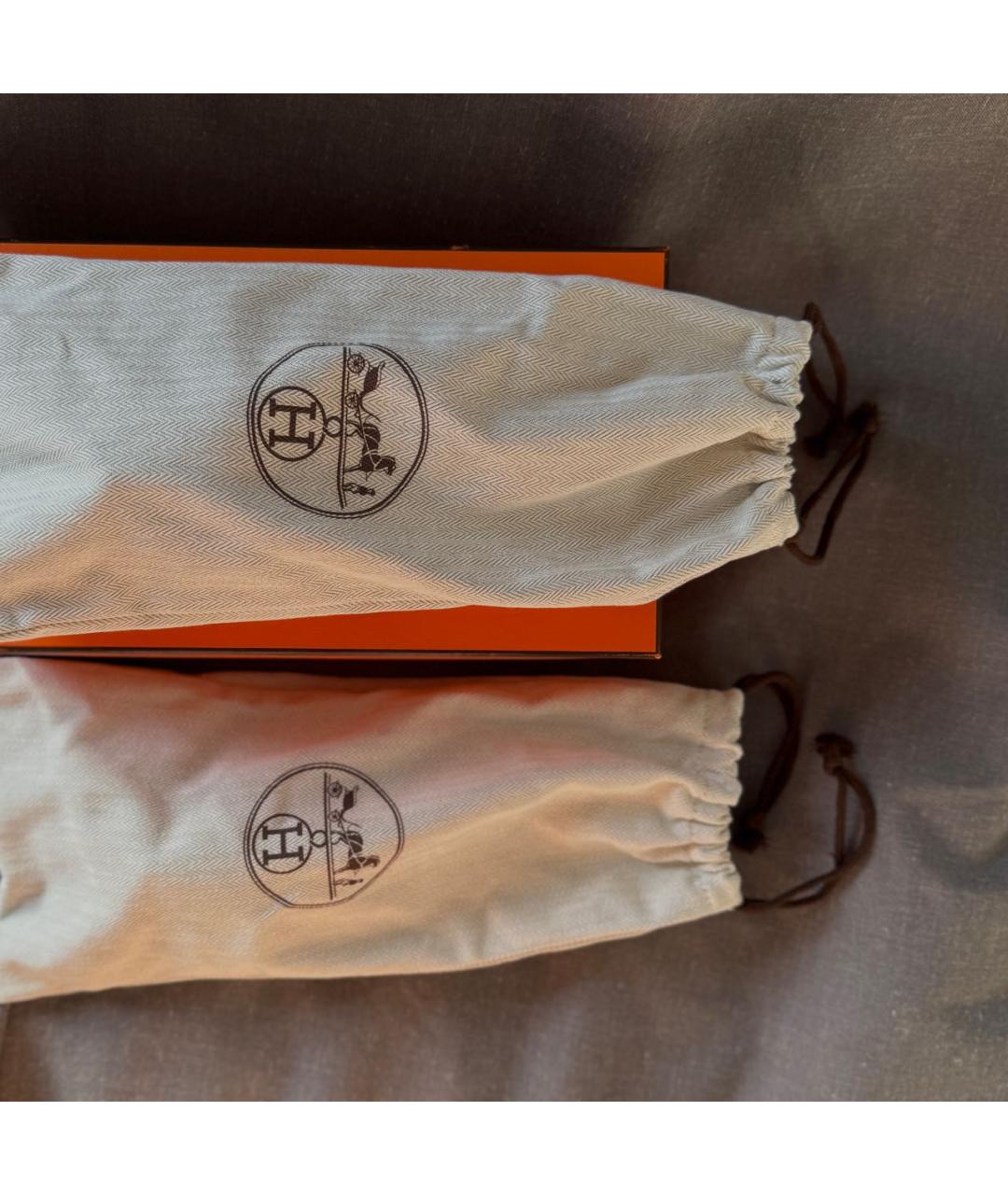 HERMES Черные кожаные шлепанцы, фото 6