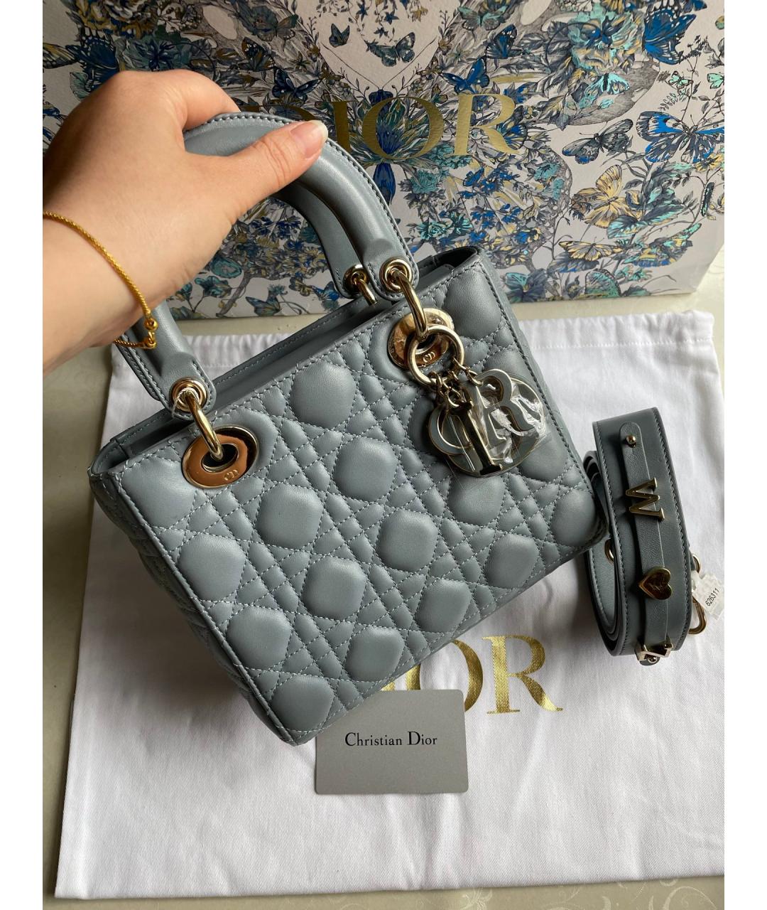 DIOR HOMME Голубая кожаная сумка с короткими ручками, фото 2