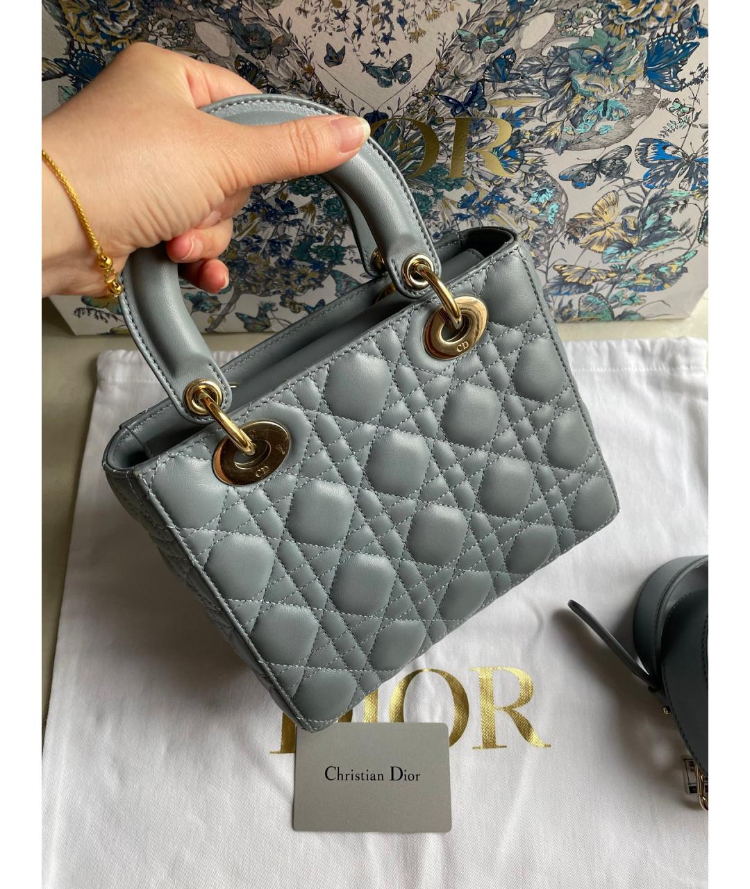 DIOR HOMME Голубая кожаная сумка с короткими ручками, фото 3