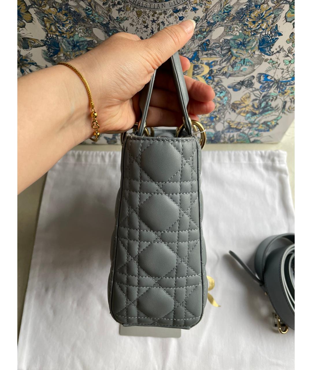 DIOR HOMME Голубая кожаная сумка с короткими ручками, фото 5