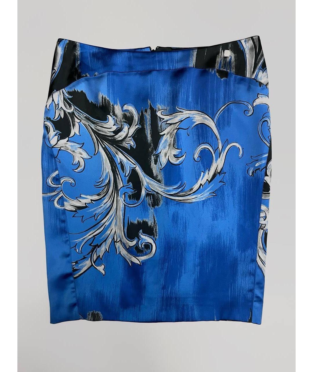 VERSACE COLLECTION Синяя вискозная юбка мини, фото 5