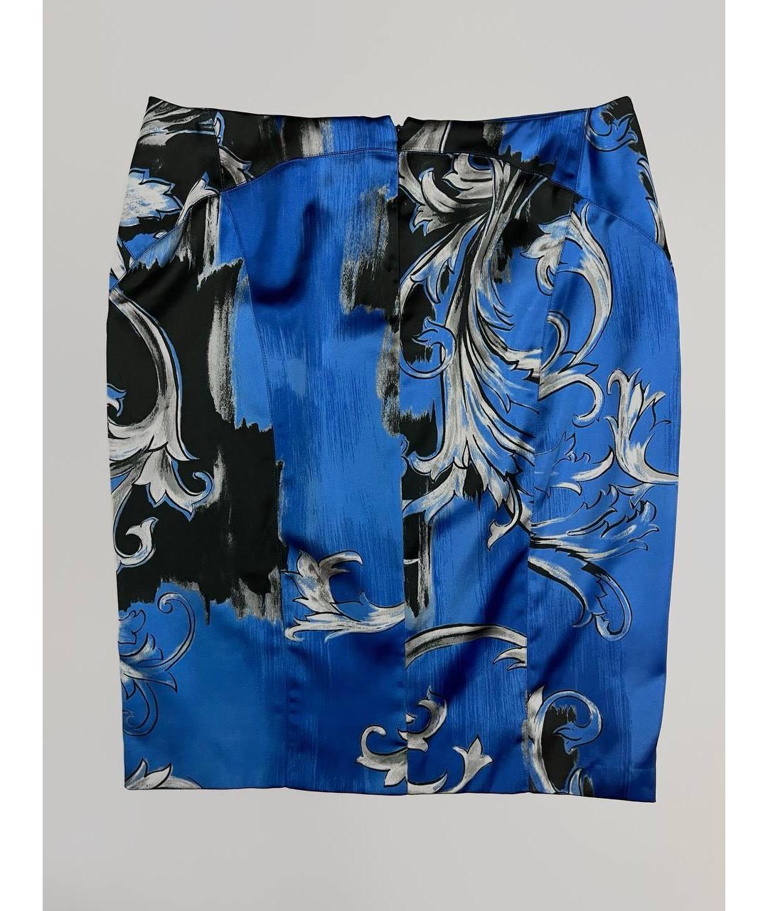 VERSACE COLLECTION Синяя вискозная юбка мини, фото 3
