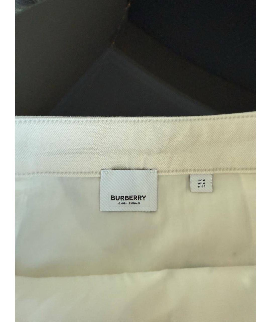 BURBERRY Белая хлопковая юбка мини, фото 5