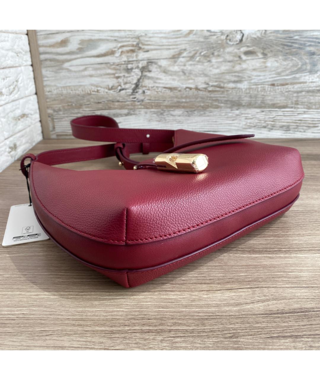 FURLA Бордовая кожаная сумка с короткими ручками, фото 5