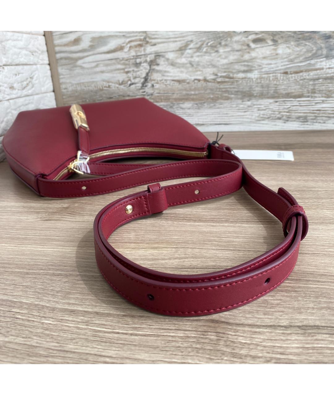 FURLA Бордовая кожаная сумка с короткими ручками, фото 7