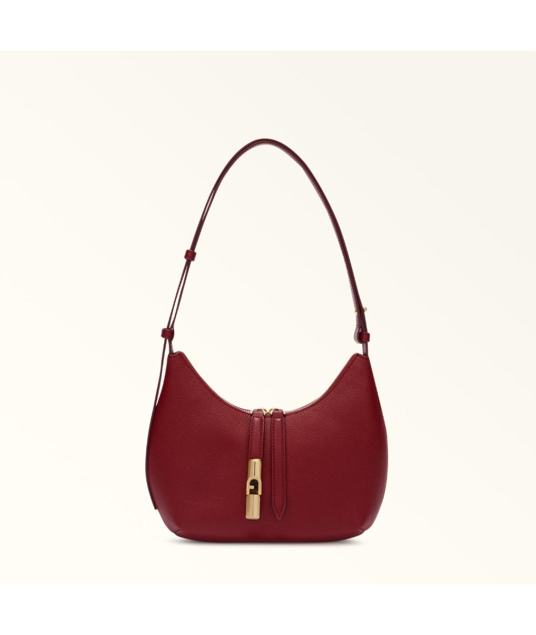 FURLA Бордовая кожаная сумка с короткими ручками, фото 10