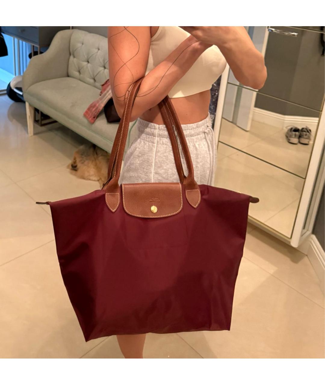 LONGCHAMP Бордовая сумка тоут, фото 7