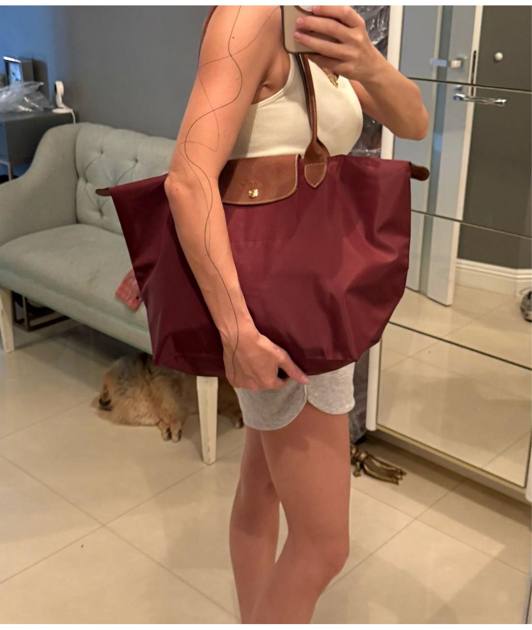 LONGCHAMP Бордовая сумка тоут, фото 8