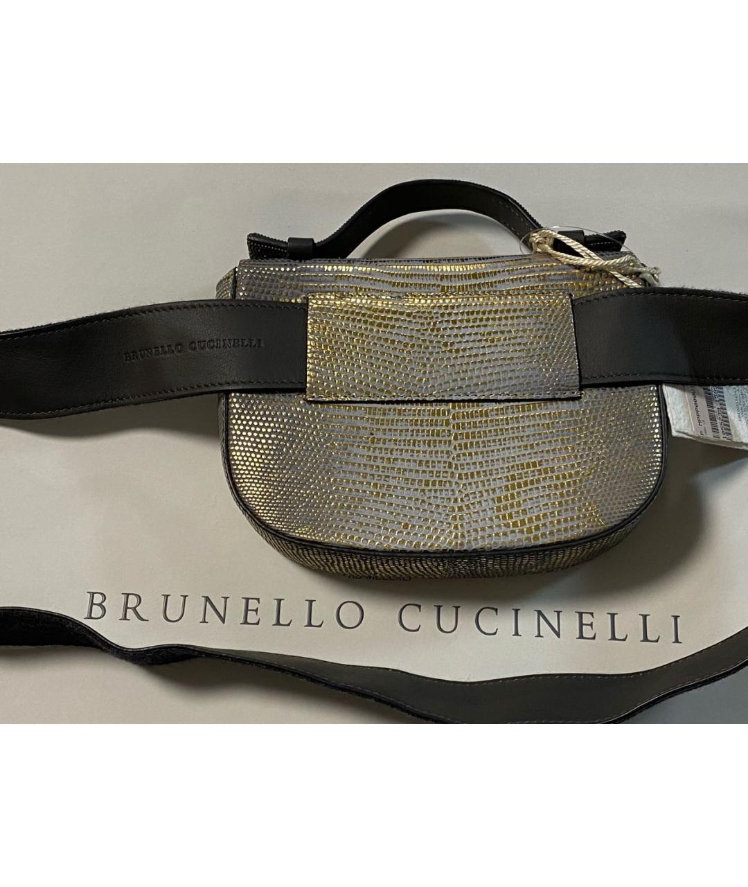 BRUNELLO CUCINELLI Золотая поясная сумка из экзотической кожи, фото 2