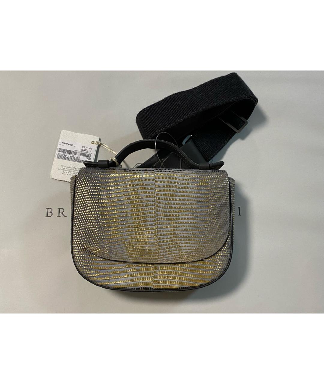 BRUNELLO CUCINELLI Золотая поясная сумка из экзотической кожи, фото 5