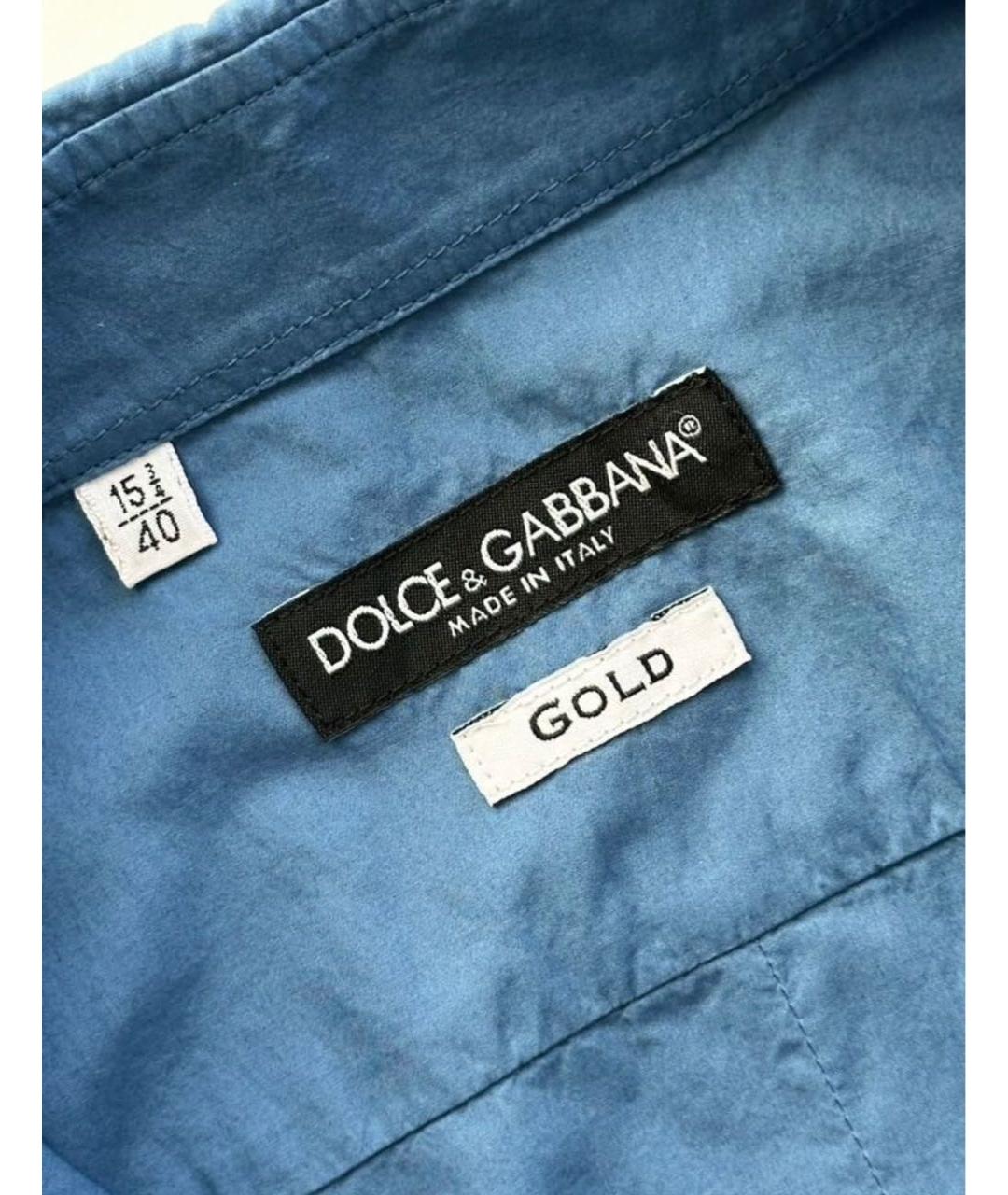 DOLCE&GABBANA Синяя хлопковая кэжуал рубашка, фото 5
