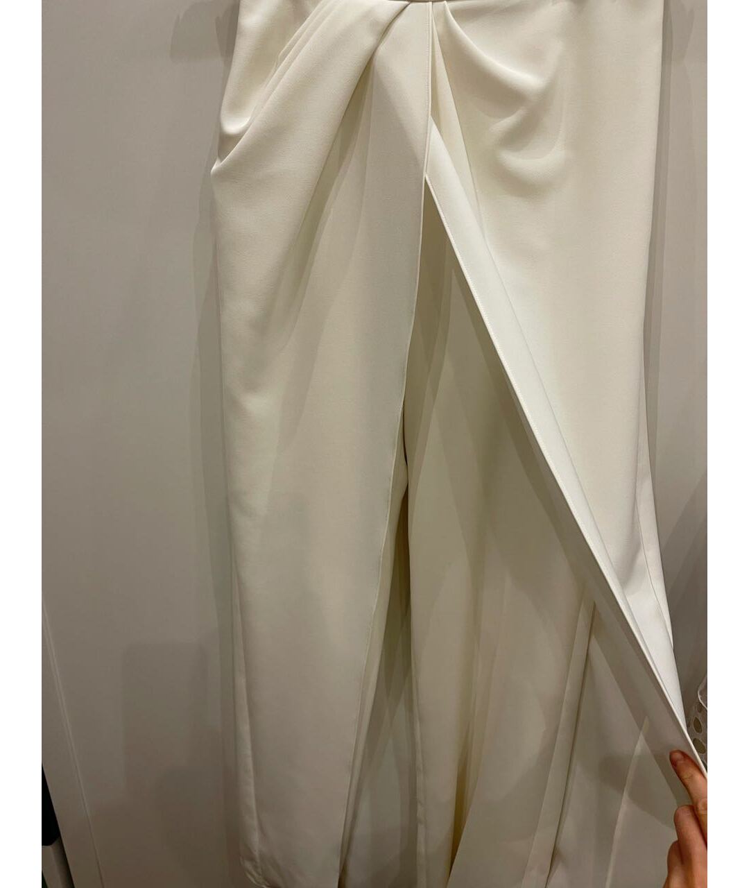 BRANDON MAXWELL Белые хлопковые брюки широкие, фото 7