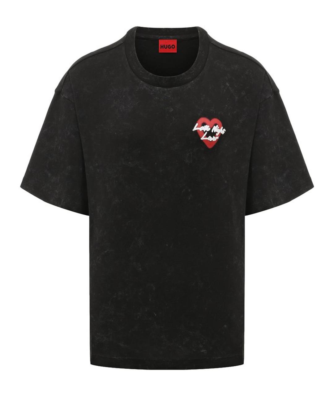 HUGO BOSS Черная хлопко-эластановая футболка, фото 1