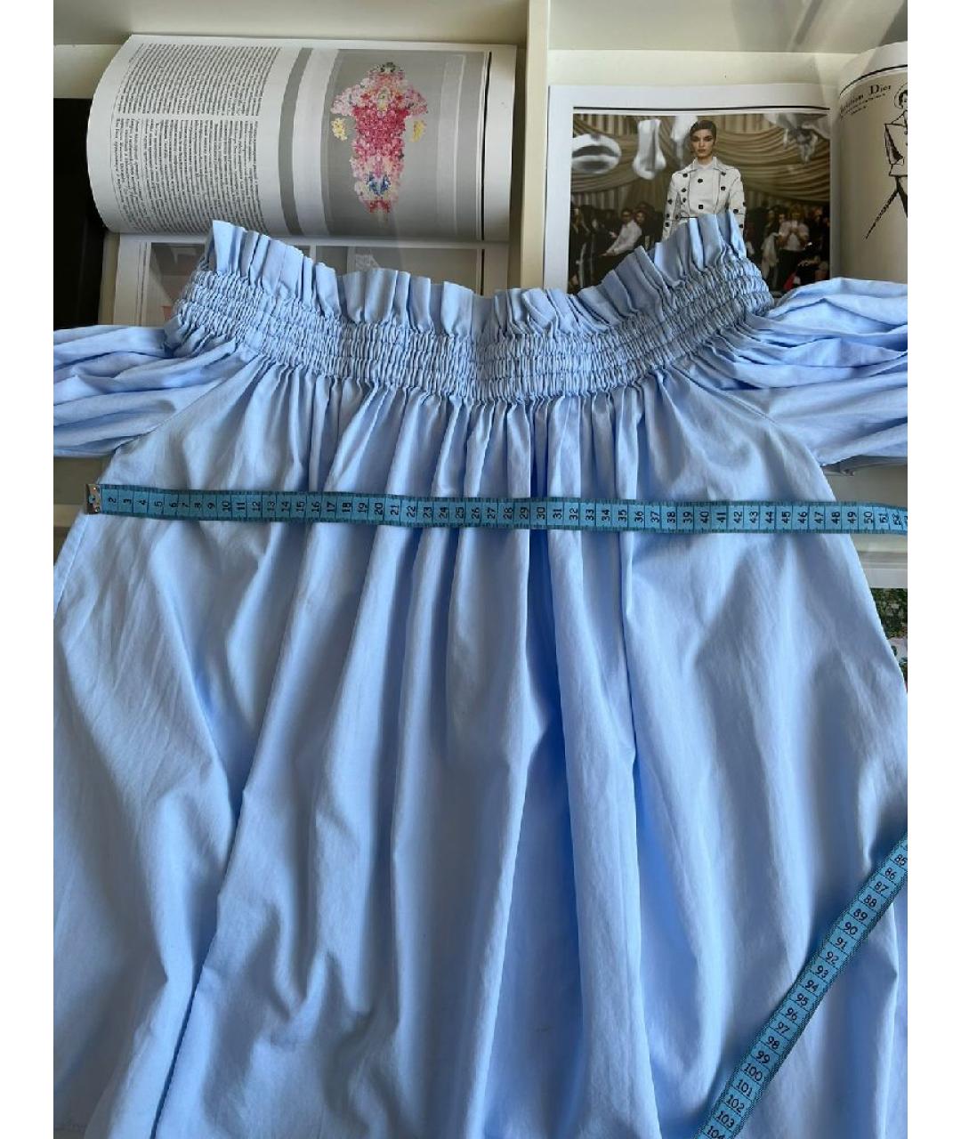 MCQ ALEXANDER MCQUEEN Голубая хлопковая блузы, фото 5