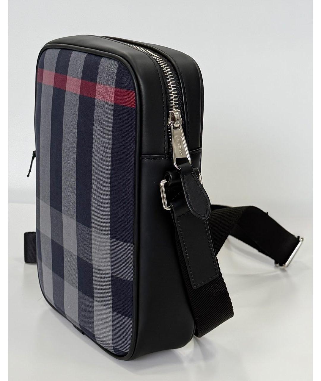 BURBERRY Темно-синяя тканевая барсетка, фото 2